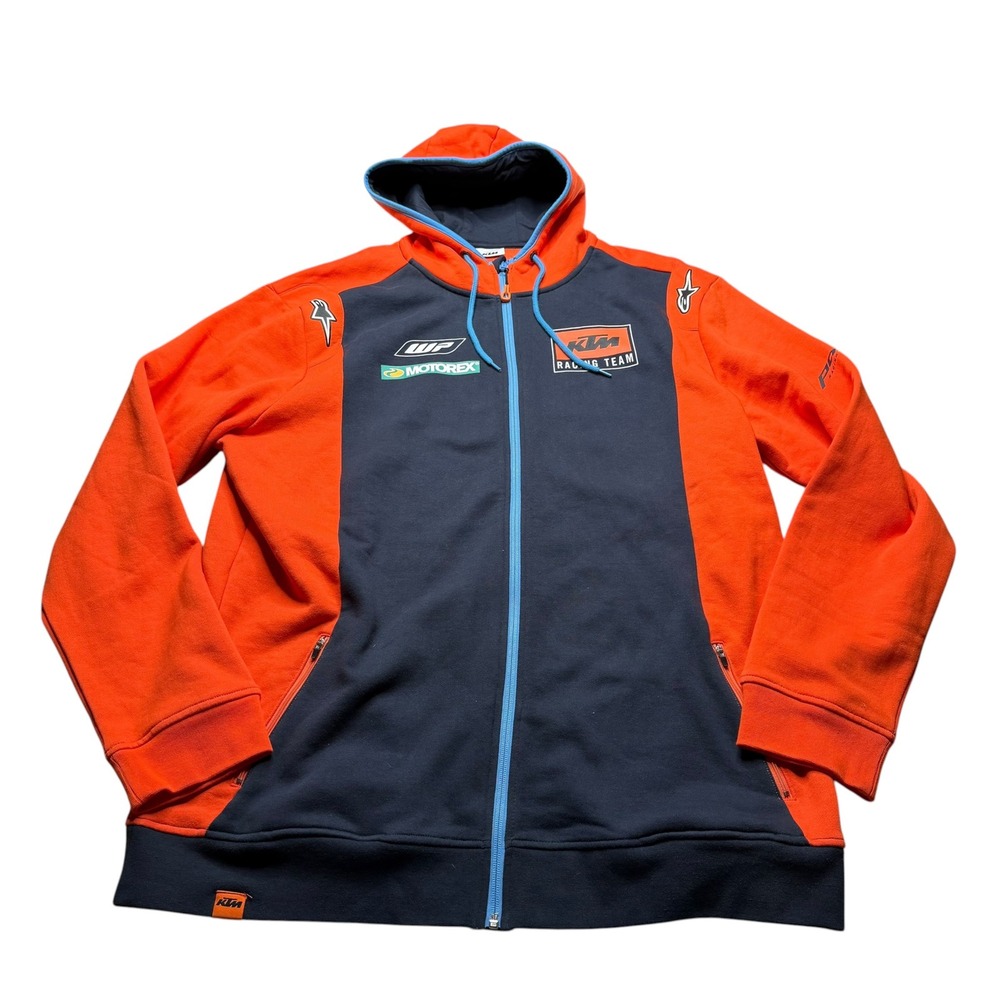 KTM Racing Team Full Zip Hoodie Orange Navy Blue Motocross Men's Size 3XL